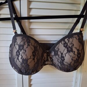 Elegant Lace Underwire Bra - Black